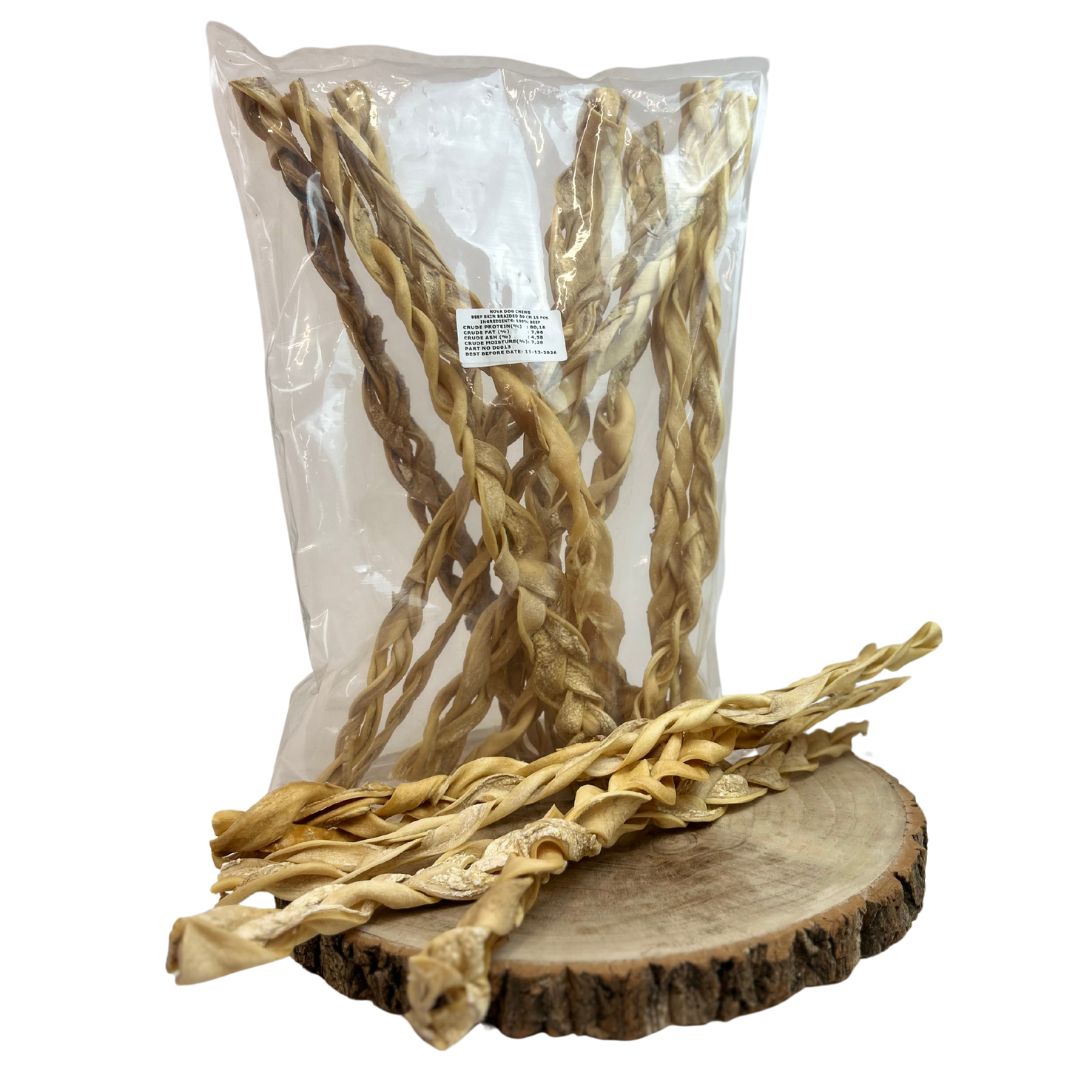 XL 50cm Beef Skin Braided - 15 Pack